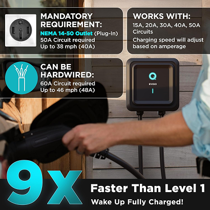 EVIQO Level 2 EV Charger - 48 Amp EV Charger Level 2-240V Electric Vehicle Charging Stations - Smart Wall EV Chargers for Home Level 2 - NEMA 14-50/Hardwired - 11.5kW EVSE J1772, Energy Star/UL - Image 2