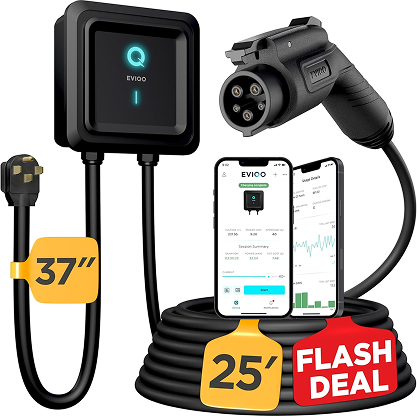 EVIQO Level 2 EV Charger - 48 Amp EV Charger Level 2-240V Electric Vehicle Charging Stations - Smart Wall EV Chargers for Home Level 2 - NEMA 14-50/Hardwired - 11.5kW EVSE J1772, Energy Star/UL