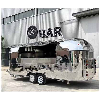 Fast Food Truck Mobile Bar Trailer Ice Cream Coffee Hot Dog Cart Mobile Kitchen Trailer with Full Kitchen Equipment