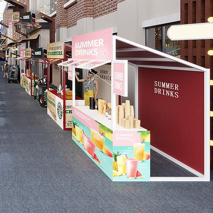 Mall Booth Display Outdoor Scenic Area Movable Rack Market Large-Scale Event Booth Wrought Iron Rack Metal Kiosk