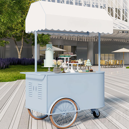 Portable Street Food Stand Mobile Market Stall Cart Outdoor Snack Display Rack Business Metal Shop With Wheels Sweets Sale Kiosk