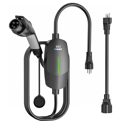Level 1&2 EV Charger, Electric Vehicle Portable Charger with 25FT Cable, Home EV Charging Station for J1772 Electric Cars, 16Amp 110V-240V, NEMA 6-20 & NEMA 5-15 Plug