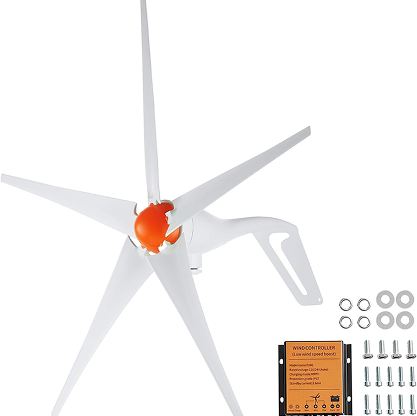 VEVOR 500W Wind Turbine Generator, 12V Wind Turbine Kit, 5-Blade Wind Power Generator with MPPT Controller, Adjustable Windward Direction & 2.5m/s Start Wind Speed, Suitable for Home, Farm, RVs, Boats