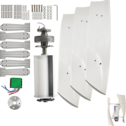 3000W 12V 24V Wind Turbine Generator with 3 Blades, Vertical Turbine Generator with Controller for Hybrid Wind Solar