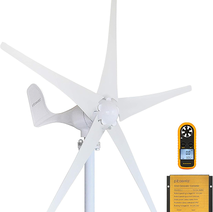 Pikasola Wind Turbine Generator Kit 400W 24V with 5 Blade, Wind Generator Kit with Charge Controller, Wind Power generator for Marine, RV, Home, Windmill Generator Suit for Hybrid Solar Wind System